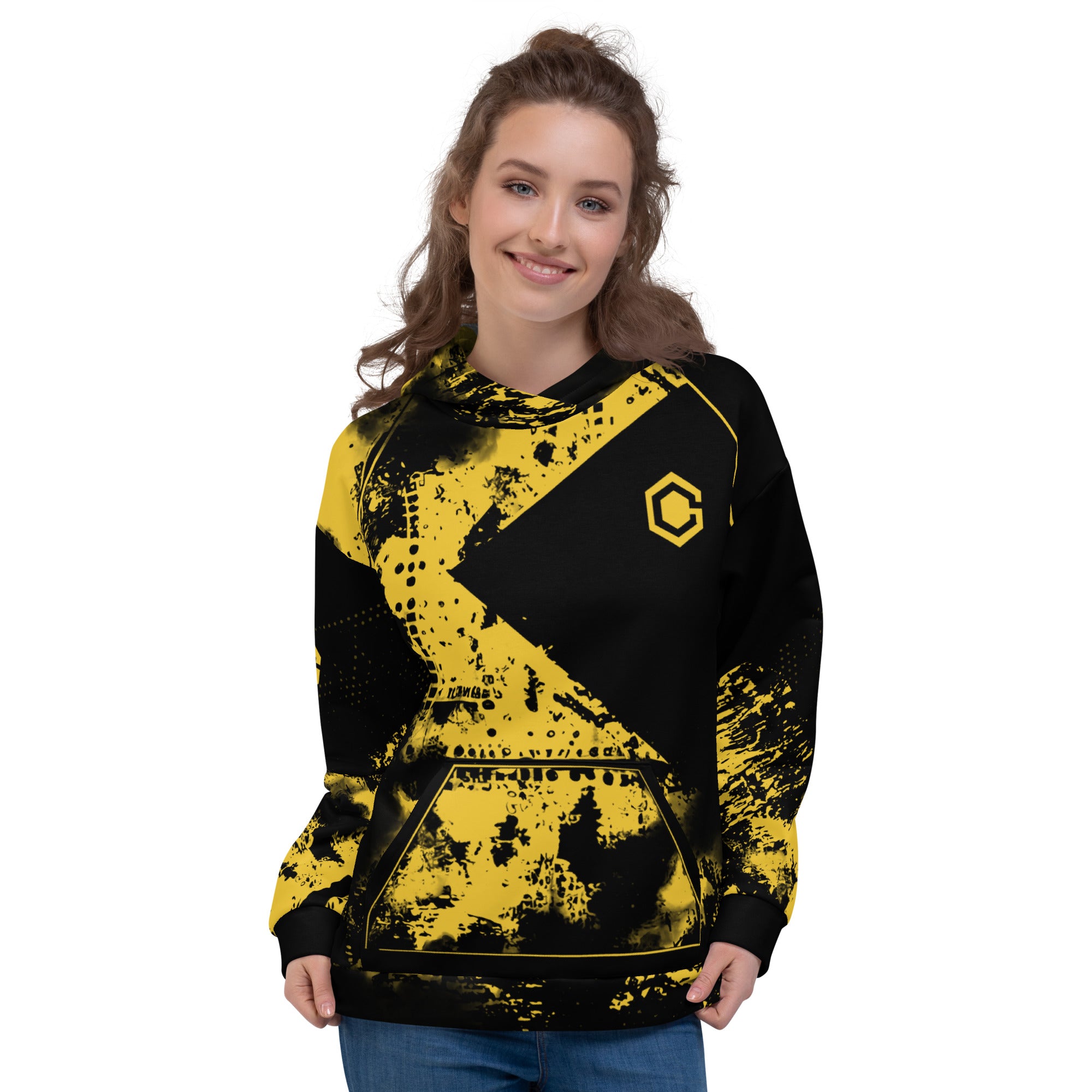 Yellow-Black Mash Unisex Hoodie