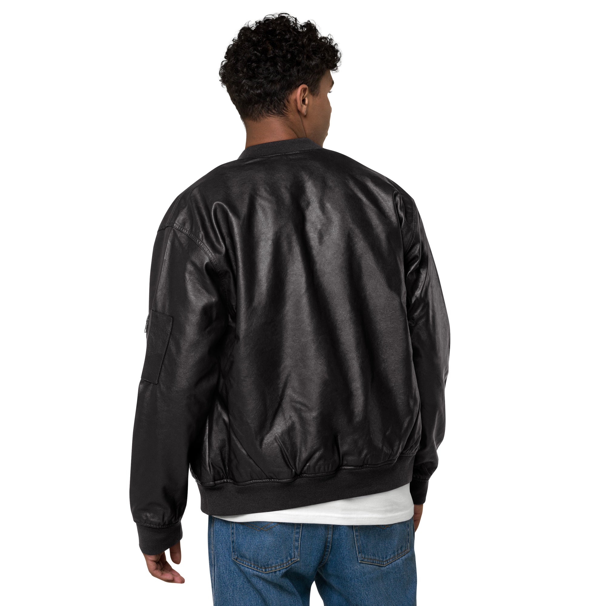 Global Elite Faux Leather Bomber Jacket