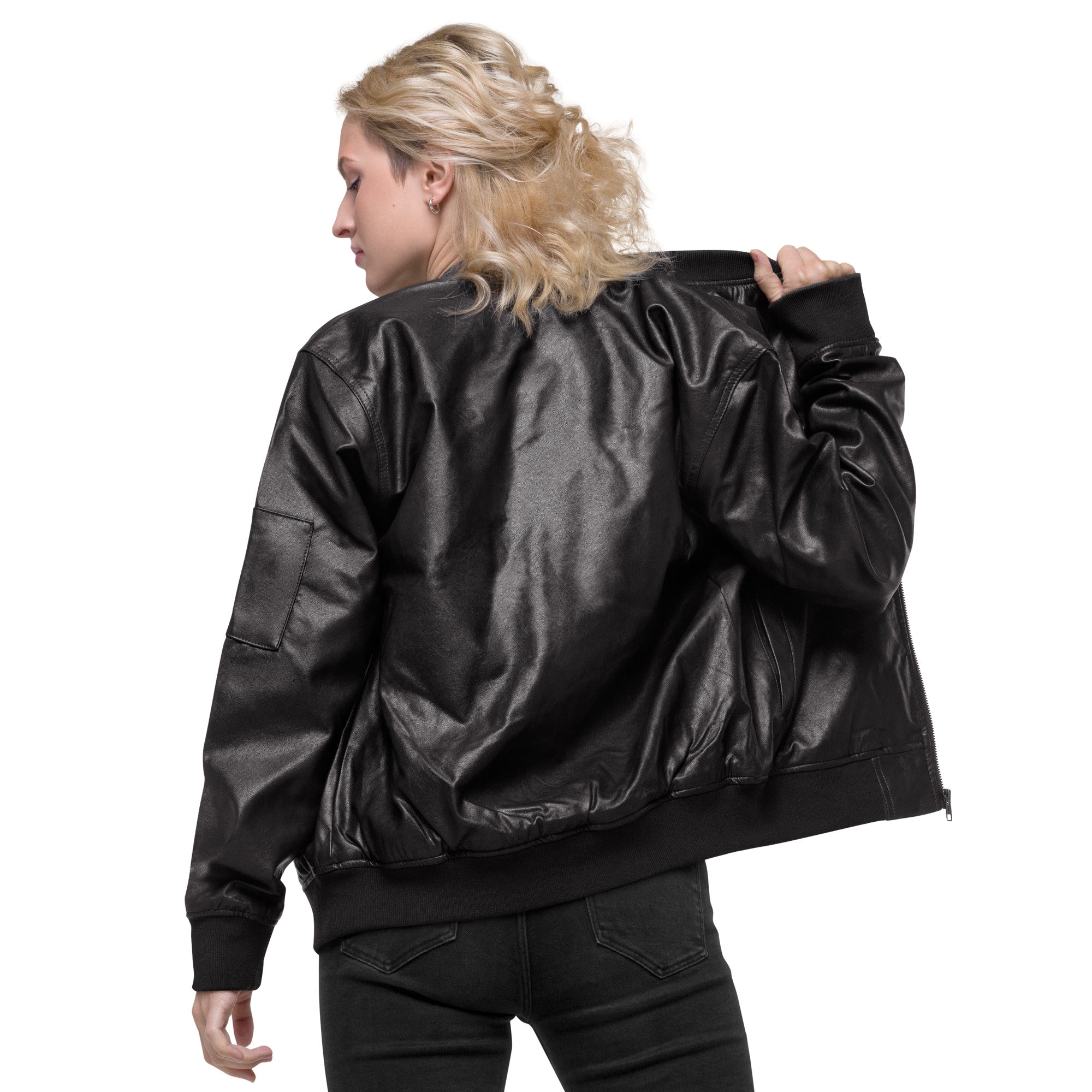 Global Elite Faux Leather Bomber Jacket