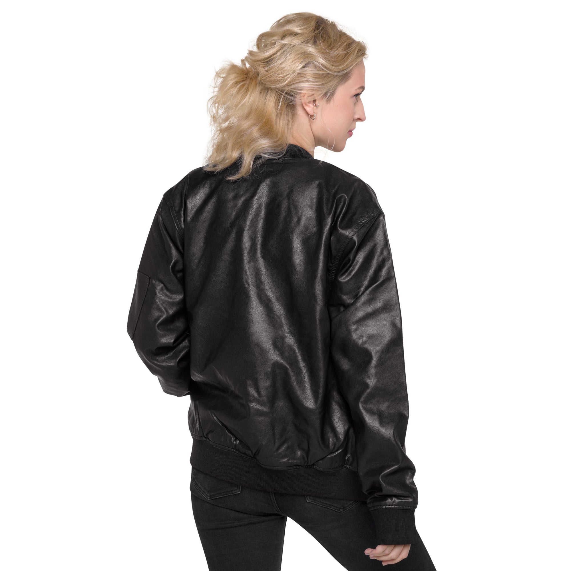 Global Elite Faux Leather Bomber Jacket